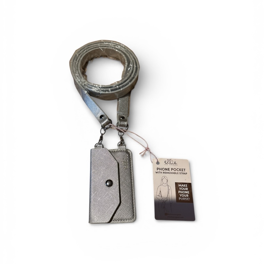 ELLIE LOS ANGELES Phone Pocket Crossbody silver with silver. Brand New